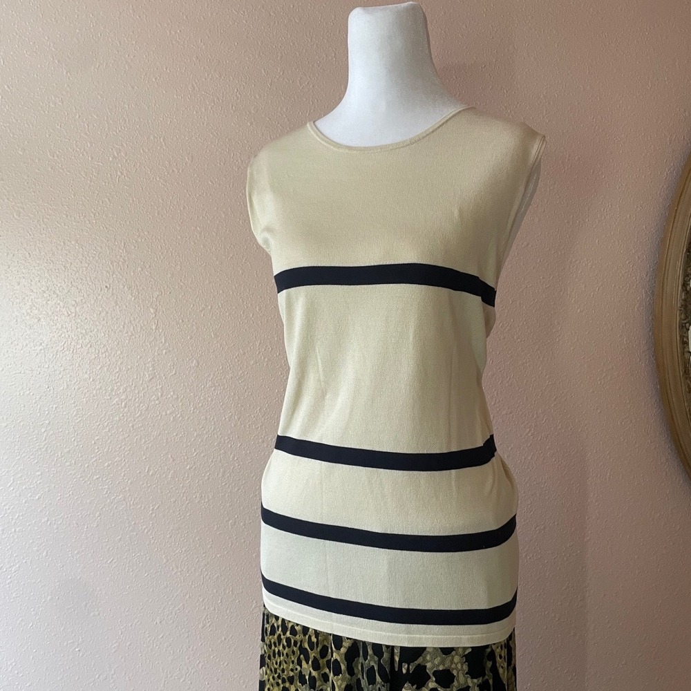 Vintage 90s Silk Minimal Striped‎ Blouse